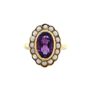 New Ring met amethist en parel 9 krt Ringen Met Edelsteen