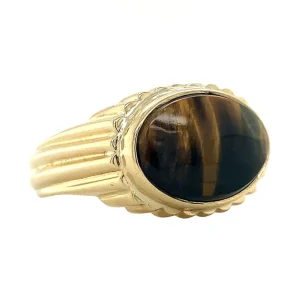 Online Ring met tijgeroog 9 krt Ringen Met Edelsteen