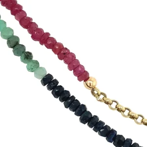 Outlet Robijn, smaragd en saffier collier 14 krt Kettingen Met Edelsteen | Gouden Kettingen