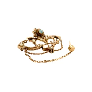 Discount Rosegouden broche met parel en opaal 14 krt Broches
