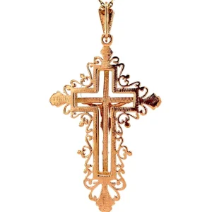 Online Roségouden kruis hanger 14 krt Gouden Hangers
