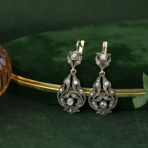 Best Roségouden oorhangers met diamant 14 krt/925 Oorbellen Met Edelsteen