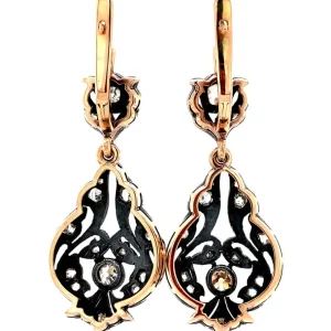 Best Roségouden oorhangers met diamant 14 krt/925 Oorbellen Met Edelsteen
