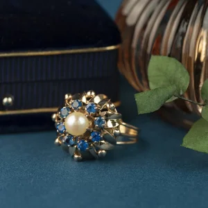New Roségouden ring met parel en spinel 14 krt Ringen Met Edelsteen