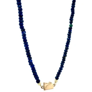 Outlet Saffier collier met gouden sluiting 14 krt Kettingen Met Edelsteen