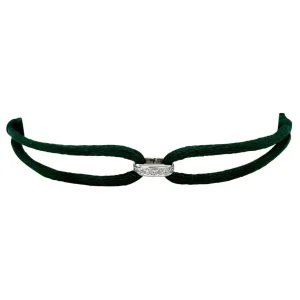 Sale Satijnen armband met witgouden schakel met diamant 14 krt Armbanden Met Edelsteen