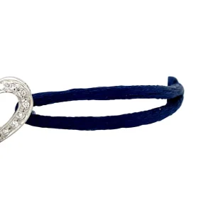 Outlet Satijnen armband met witgouden schakel met diamant 18 krt Armbanden Met Edelsteen