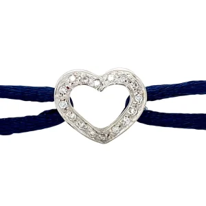 Outlet Satijnen armband met witgouden schakel met diamant 18 krt Armbanden Met Edelsteen