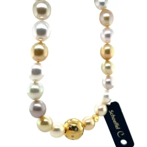 Fashion Schoeffel parel collier met diamant 18 krt Kettingen Met Edelsteen