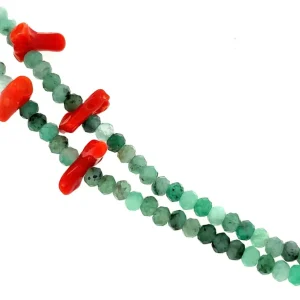 Discount Smaragd collier met bloedkoraal 14 krt Kettingen Met Edelsteen