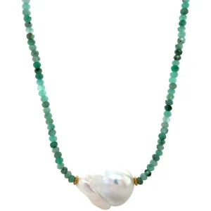 Discount Smaragd collier met parel en gouden sluiting 14 krt Kettingen Met Edelsteen
