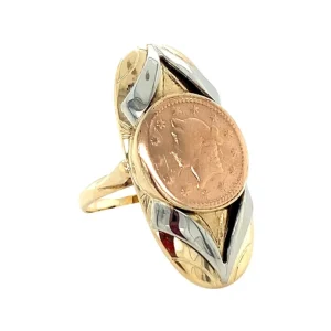 Best Tricolour gouden munt ring 14 krt Ringen Met Edelsteen