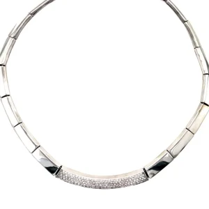 Sale Witgouden choker met diamant 18 krt Gouden Kettingen