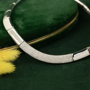 Sale Witgouden choker met diamant 18 krt Gouden Kettingen