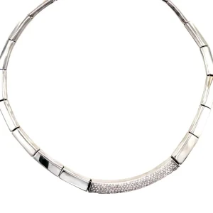 Sale Witgouden choker met diamant 18 krt Gouden Kettingen