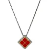 Outlet Witgouden collier met hanger met bloedkoraal en diamant 18 krt Kettingen Met Edelsteen | Gouden Kettingen