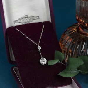 Sale Witgouden collier met hanger met diamant 14 krt/900 Kettingen Met Edelsteen | Gouden Kettingen