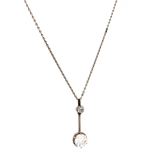 Sale Witgouden collier met hanger met diamant 14 krt/900 Kettingen Met Edelsteen | Gouden Kettingen