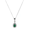 Online Witgouden collier met smaragd en diamant hanger 18 krt Kettingen Met Edelsteen