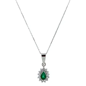 Online Witgouden collier met smaragd en diamant hanger 18 krt Kettingen Met Edelsteen