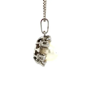 New Witgouden hanger met diamant en parel 18 krt Gouden Hanger Met Edelsteen