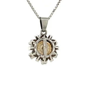 New Witgouden hanger met diamant en parel 18 krt Gouden Hanger Met Edelsteen