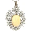 Best Witgouden hanger met opaal en diamant 14 krt Broches | Gouden Hanger Met Edelsteen