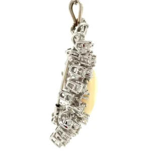 Best Witgouden hanger met opaal en diamant 14 krt Broches | Gouden Hanger Met Edelsteen