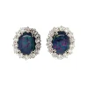 Discount Witgouden oorclips met diamant en opaal 14 krt Oorstekers | Oorbellen Met Edelsteen