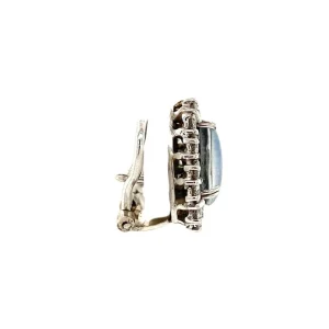 Discount Witgouden oorclips met diamant en opaal 14 krt Oorstekers | Oorbellen Met Edelsteen