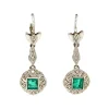 Clearance Witgouden oorhangers met diamant en smaragd 14 krt Oorbellen Met Edelsteen