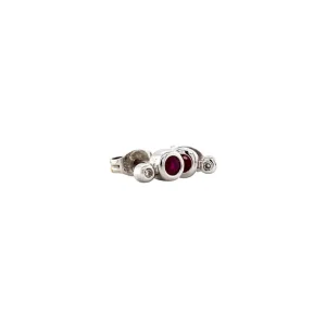 Fashion Witgouden oorstekers met robijn en diamant 18 krt Oorstekers | Oorbellen Met Edelsteen