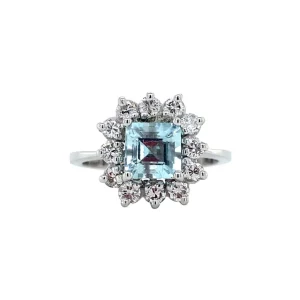 Online Witgouden ring met aquamarijn en diamant 18 krt Diamanten Ringen | Ringen Met Edelsteen