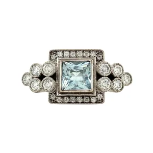 Outlet Witgouden ring met aquamarijn en diamant 18 krt Ringen Met Edelsteen | Diamanten Ringen