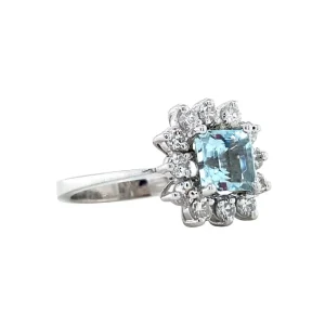 Online Witgouden ring met aquamarijn en diamant 18 krt Diamanten Ringen | Ringen Met Edelsteen