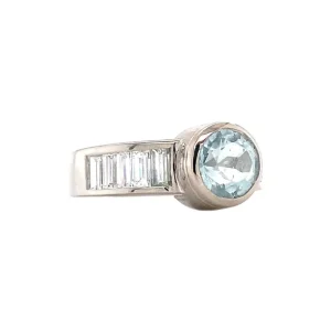 Sale Witgouden ring met aquamarijn en diamant 14 krt Diamanten Ringen | Ringen Met Edelsteen