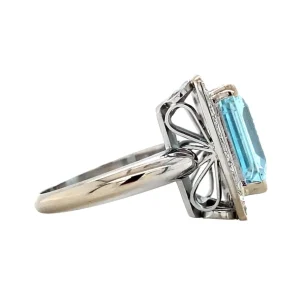 New Witgouden ring met aquamarijn en roosdiamant 14 krt Diamanten Ringen | Ringen Met Edelsteen
