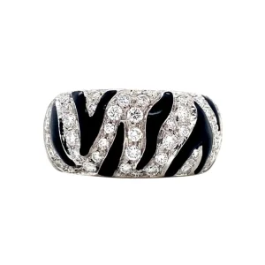 Outlet Witgouden ring met emaille en diamant 18 krt Diamanten Ringen | Ringen Met Edelsteen