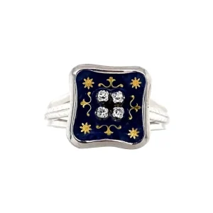 Discount Witgouden ring met emaille en diamant 18 krt Diamanten Ringen | Ringen Met Edelsteen