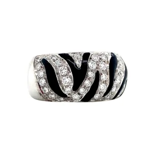 Outlet Witgouden ring met emaille en diamant 18 krt Diamanten Ringen | Ringen Met Edelsteen