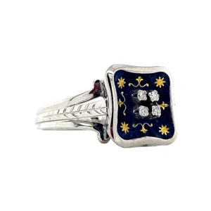 Discount Witgouden ring met emaille en diamant 18 krt Diamanten Ringen | Ringen Met Edelsteen