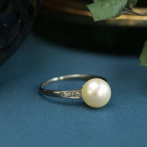 Hot Witgouden ring met parel en diamant 14 krt Diamanten Ringen | Ringen Met Edelsteen