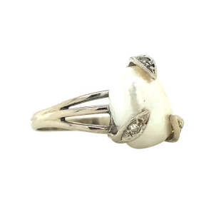 Fashion Witgouden ring met parel en diamant 14 krt Diamanten Ringen | Ringen Met Edelsteen