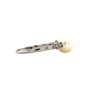 Hot Witgouden ring met parel en diamant 14 krt Diamanten Ringen | Ringen Met Edelsteen
