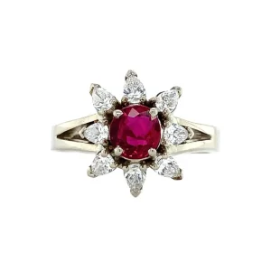 Hot Witgouden ring met robijn en diamant 18 krt Entourage Ring | Diamanten Ringen