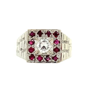 New Witgouden ring met robijn en diamant 18 krt Diamanten Ringen | Ringen Met Edelsteen