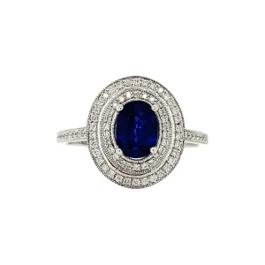 Fashion Witgouden ring met saffier en diamant 18 krt Diamanten Ringen | Ringen Met Edelsteen