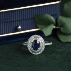 Fashion Witgouden ring met saffier en diamant 18 krt Diamanten Ringen | Ringen Met Edelsteen