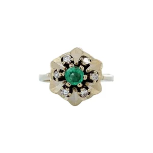 Hot Witgouden ring met smaragd en diamant 14 krt Diamanten Ringen | Ringen Met Edelsteen