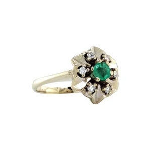 Hot Witgouden ring met smaragd en diamant 14 krt Diamanten Ringen | Ringen Met Edelsteen